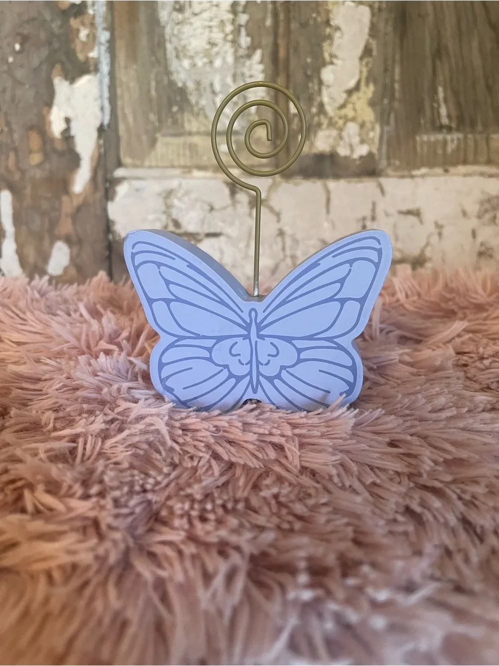 Kids Lavender Butterfly Photo Holder with Gold Clip